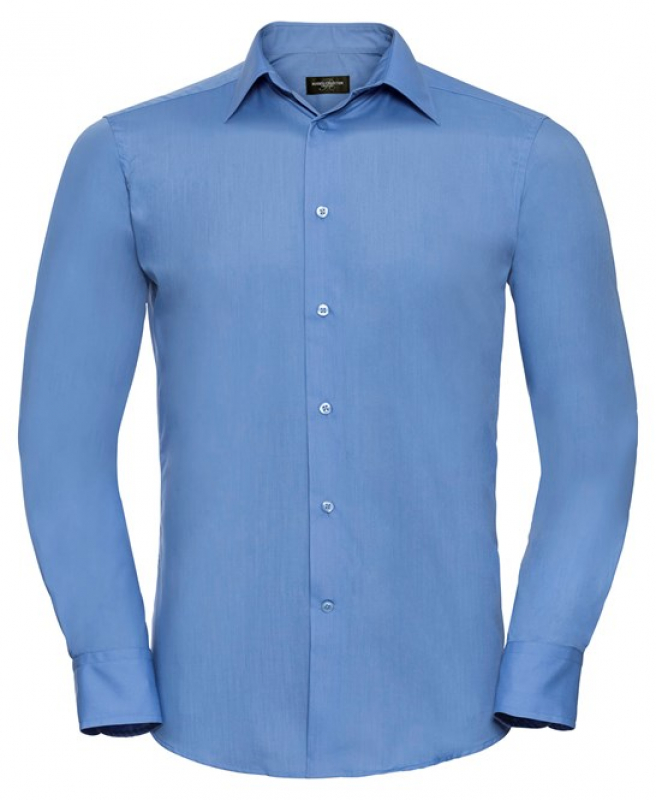 Men's Long Sleeve Poly-Cotton Easy Care Tailored Poplin Shirt